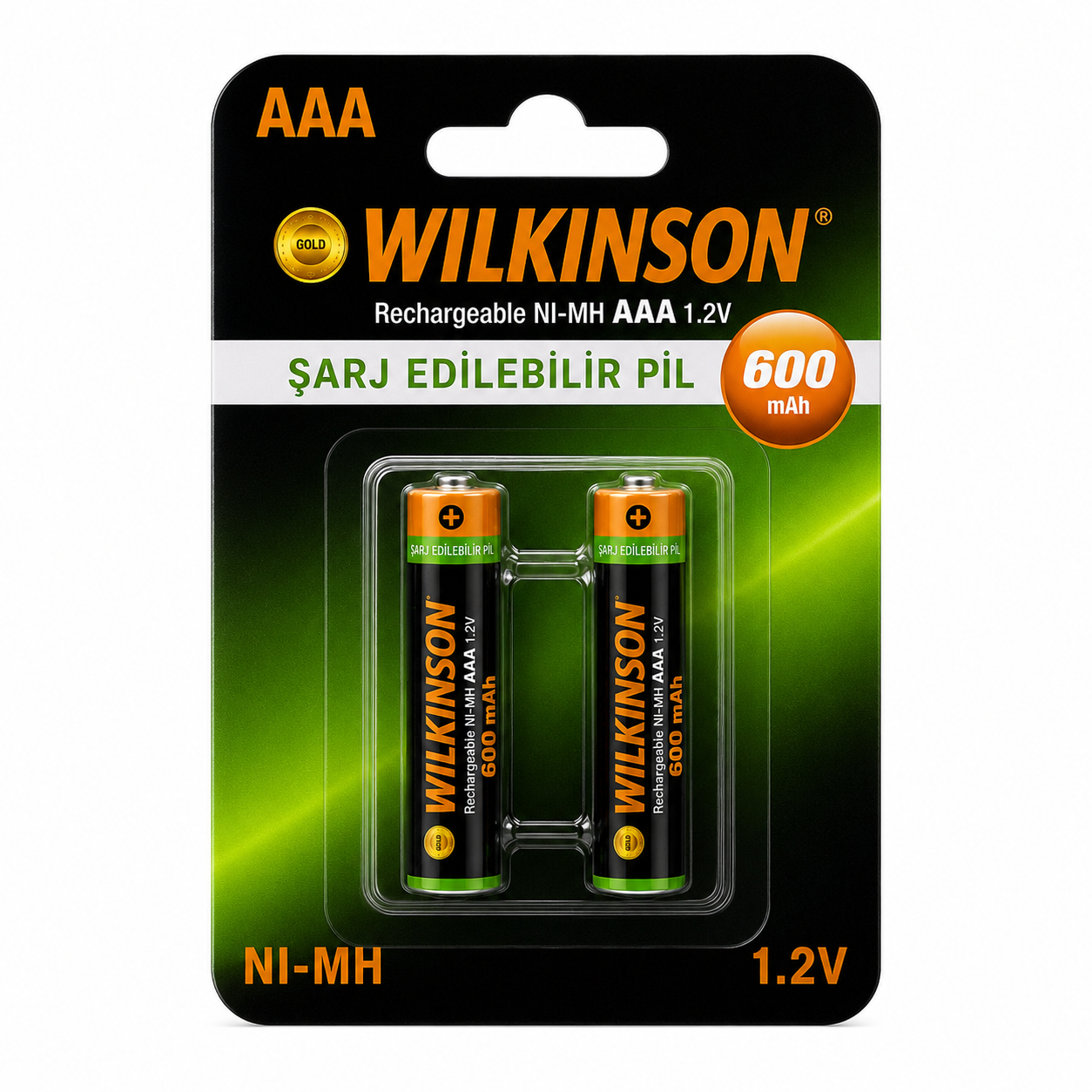 Toptan Wilkinson AAA 600 mAH Şarj Edilebilir İnce Pil - 2’li Set