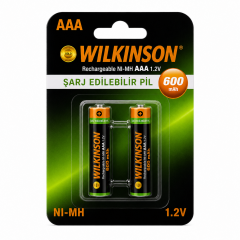 Toptan Wilkinson AAA 600 mAH Şarj Edilebilir İnce Pil - 2’li Set
