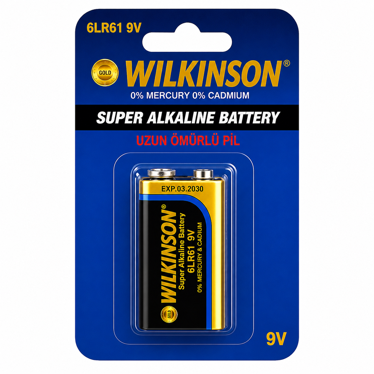 Toptan Wilkinson 6LR61 Süper Alkalin 9 Volt Pil - Tekli Uzun Ömürlü Batarya