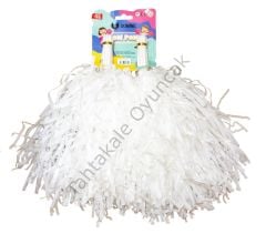 Toptan Ponpon Metalik Beyaz 2li