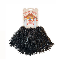 Toptan Ponpon Metalik Siyah 2li