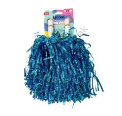 Toptan Ponpon Metalik Mavi 2li