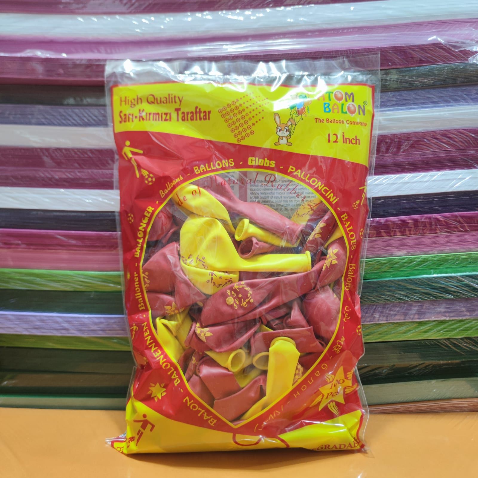 Toptan Atom Balon Taraftar Sarı Kırmızı