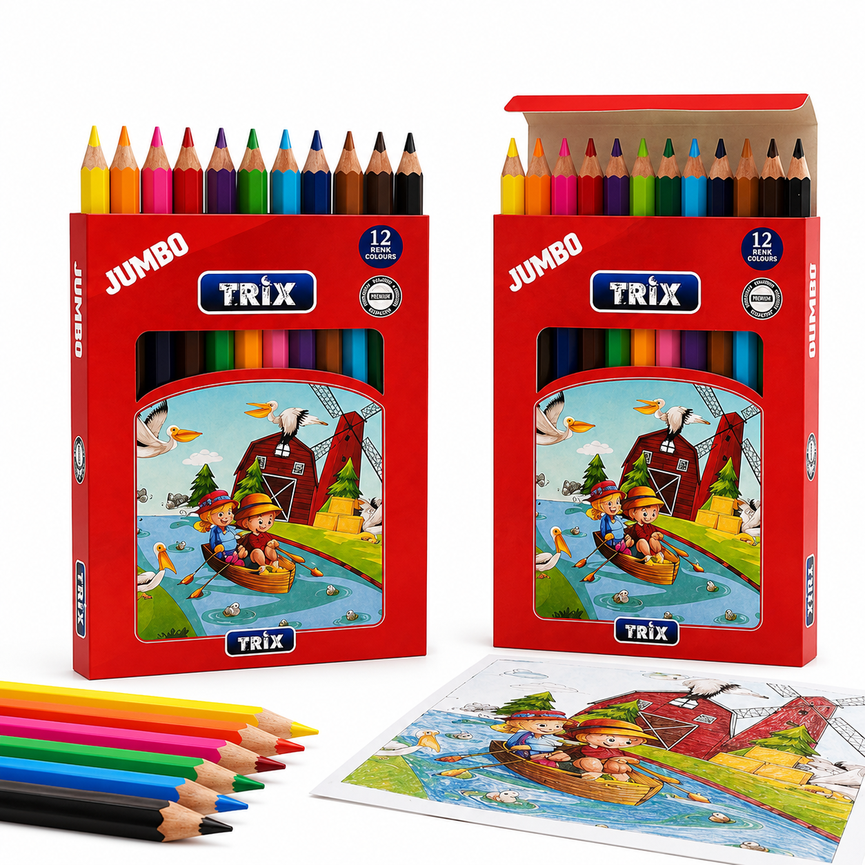 Toptan Trix Jumbo Kuru Boya - 12 Renk