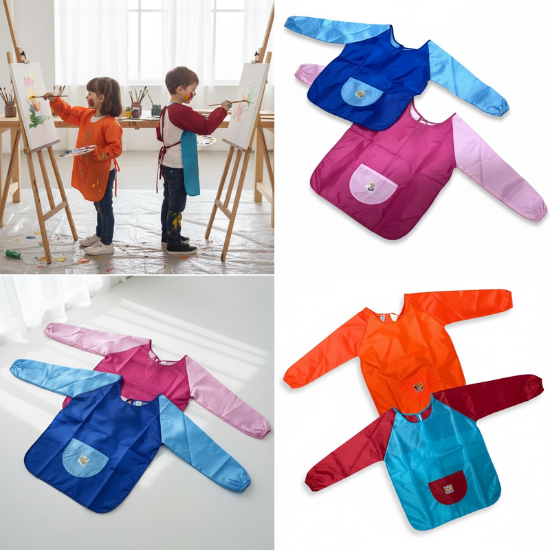 Toptan Çocuk Boyama Önlüğü - 4/5/6 Beden Karışık Renkler