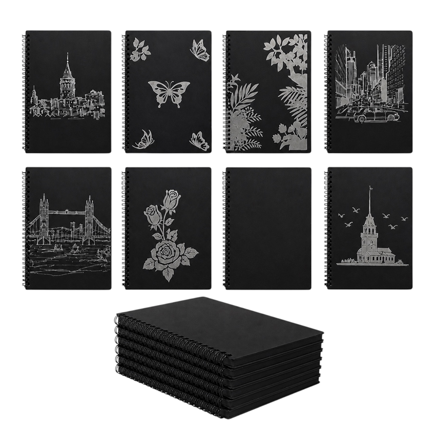 Toptan A5 Siyah Spralli Defter