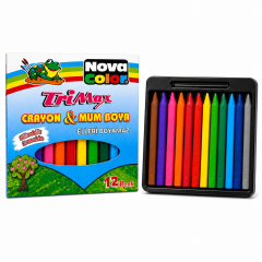 Toptan Nova Color Trimax Üçgen Mum Boya - 12 Renk