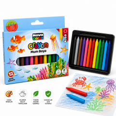Toptan  Nova Color Kısa Mum Boya 12 Renk