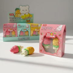 Toptan Ice Cream Renkli Çift Model Kartelalı Silgi