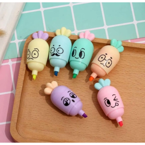 Toptan Emoji Havuç 6\'lı Mini Fosforlu Kalem