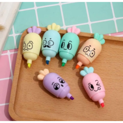 Toptan Emoji Havuç 6\'lı Mini Fosforlu Kalem
