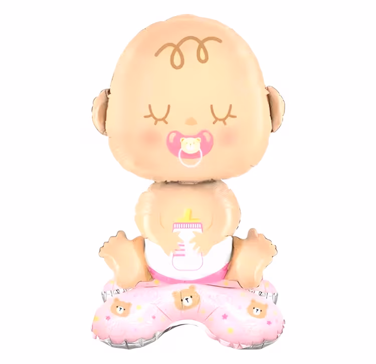 Toptan Ayaklı Folyo Balon Pembe Bebek