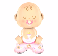 Toptan Ayaklı Folyo Balon Pembe Bebek