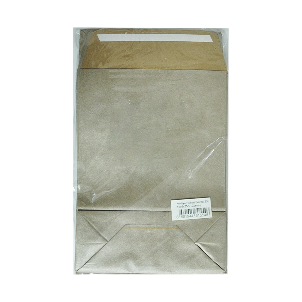 Toptan Bantlı Hediye Paketi 30x8x40.5 cm Gümüş