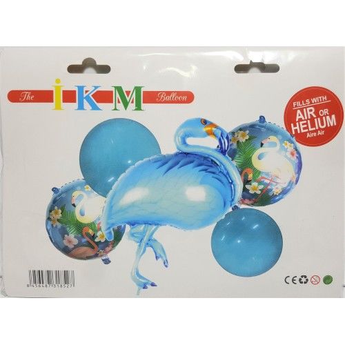 Toptan Flamingo Mavi 5Li Folyo Balon Set