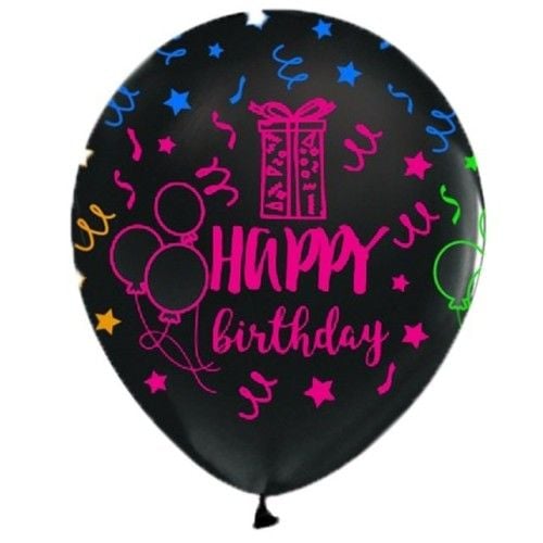 Toptan Floresan Baskılı Lateks Balon Happy Birthday