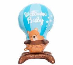 Toptan Ayaklı  Folyo Balon Welcome Baby Mavi