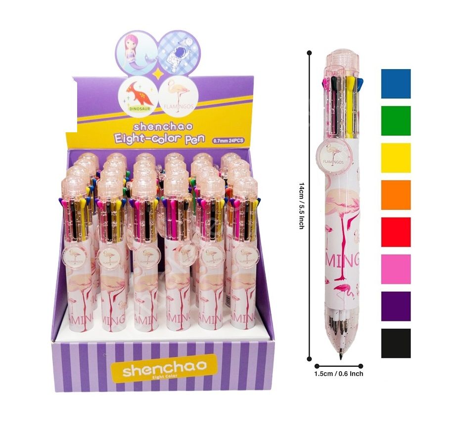 Toptan Tükenmez Kalem 8 Renk Flamingo Model