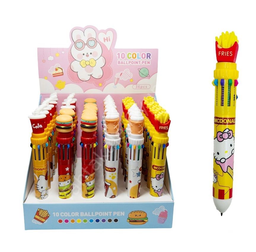 Toptan Tükenmez Kalem 10 Renk Fastfood Model