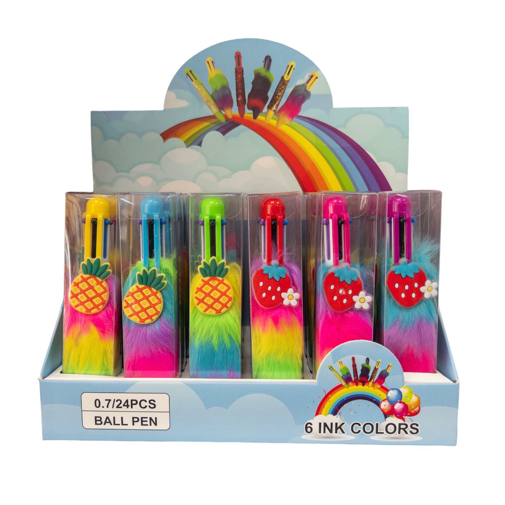 Toptan Meyveli Tüylü Tükenmez Kalem 6 renk