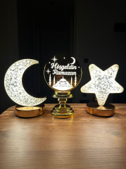 Toptan Kristal Görünümlü Ledli Ay Masa Lambası