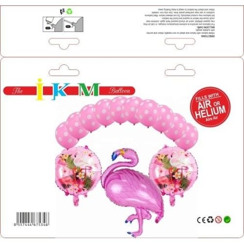 Toptan Folyo Balon Flamingo Pembe Lateksli Set