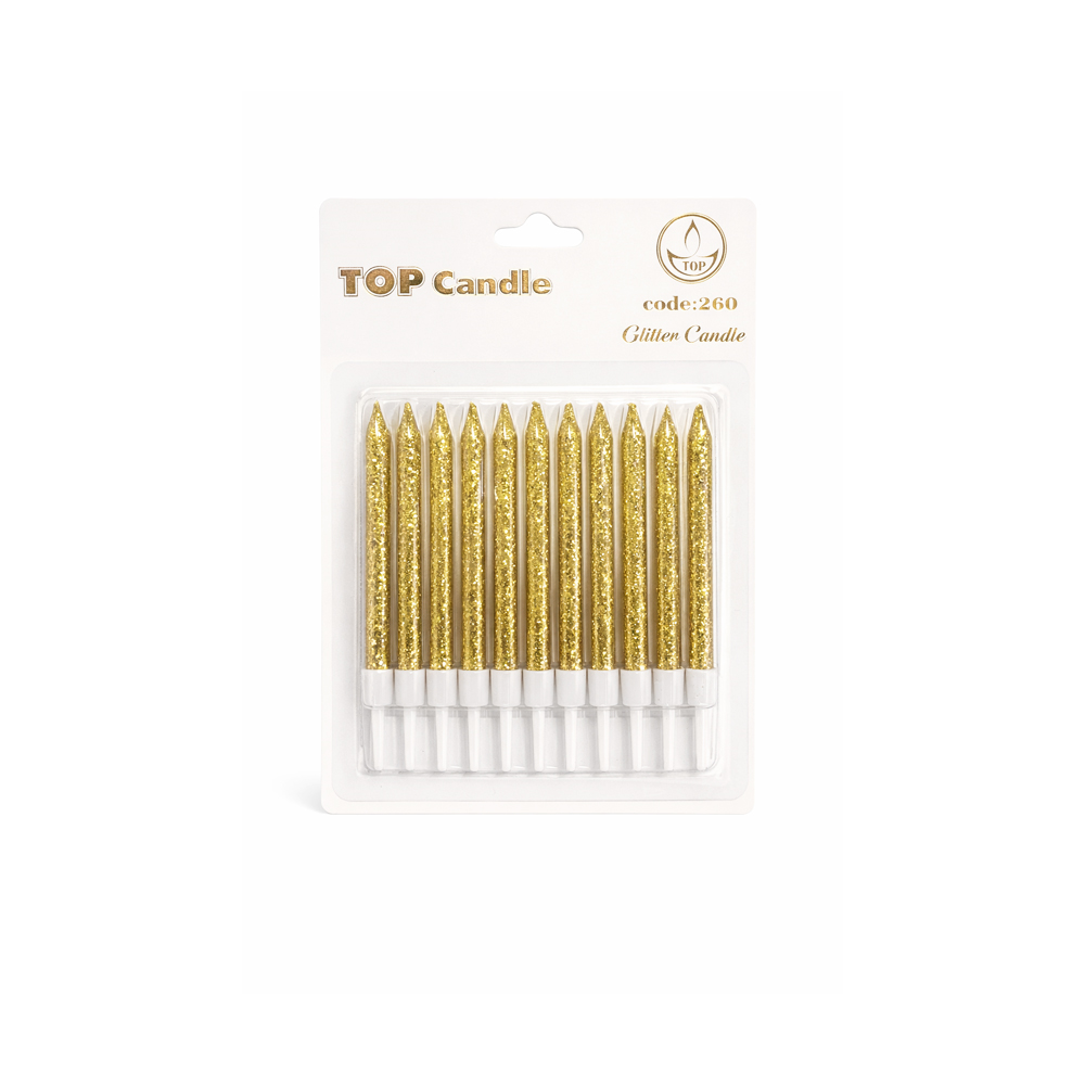 Toptan Mum Seti 8cm 12li Simli Altın
