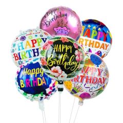 Toptan Folyo Balon Happy  Birthday Yuvarlak Model
