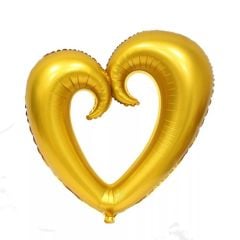 Toptan Folyo Balon İçi Boş Kalp Jumbo Gold