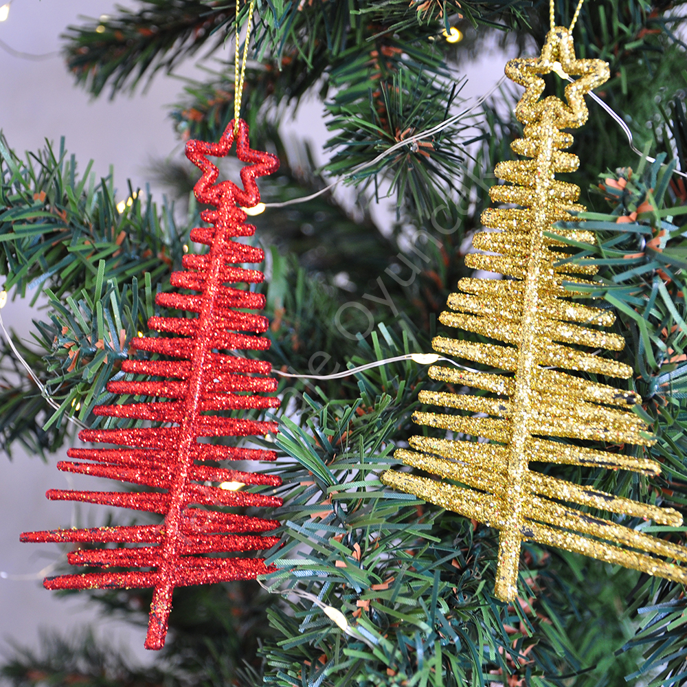 Toptan Yılbaşı Ağaç Süsü Simli 2li