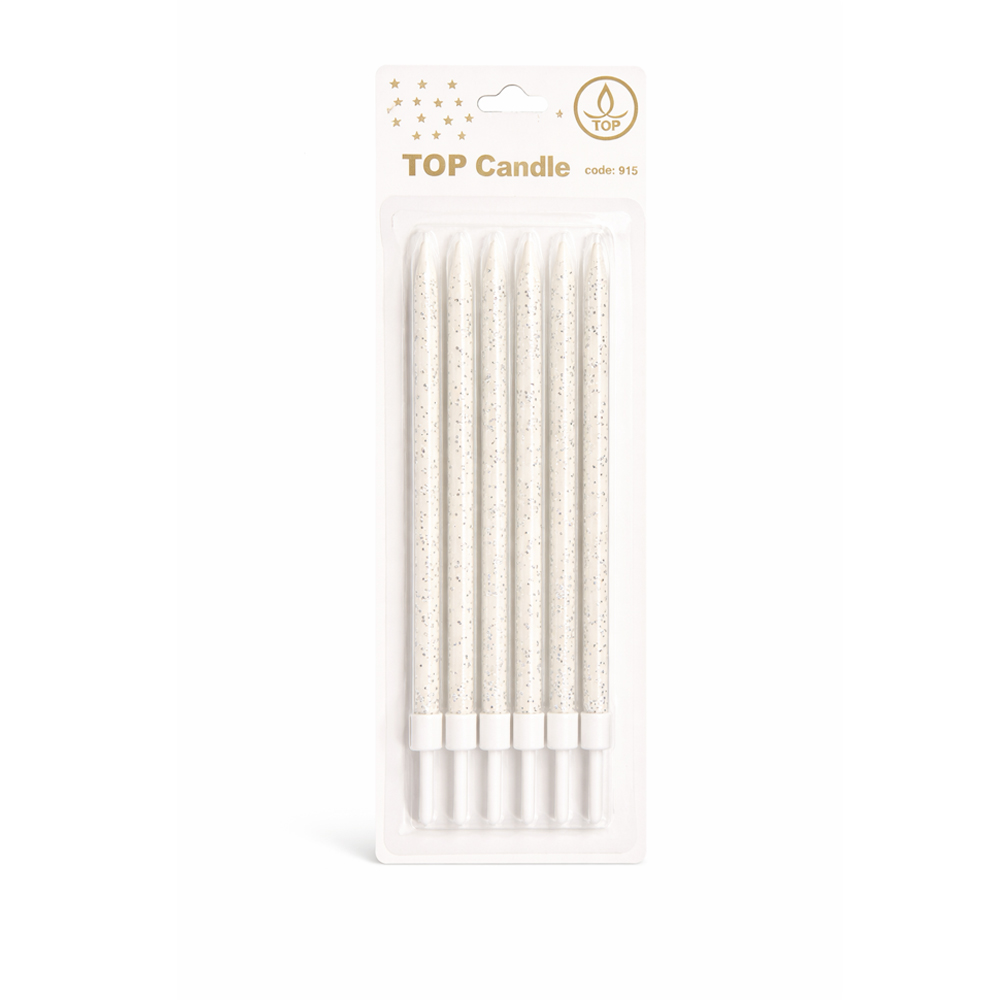 Toptan Doğum Günü Mum Seti 15cm 6lı Gümüş
