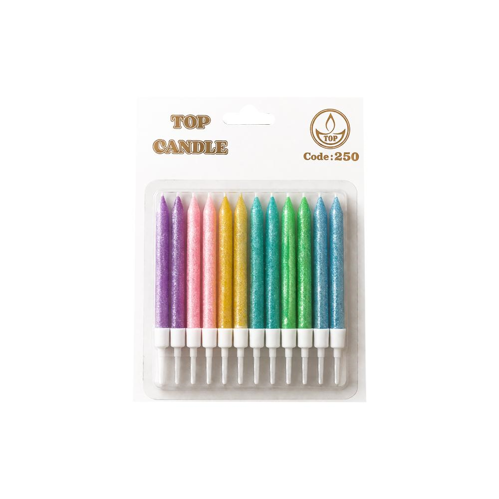 Toptan Simli Doğum Günü Mum Seti 8cm 12li Pastel Makaron