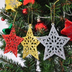 Toptan Yılbaşı Ağaç Süsü Simli 3lü Stars