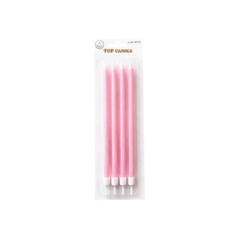 Toptan Doğum Günü Mum Seti 19cm 4lü Pastel Pembe