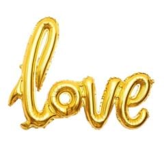 Toptan Folyo Balon Love Yazısı Gold