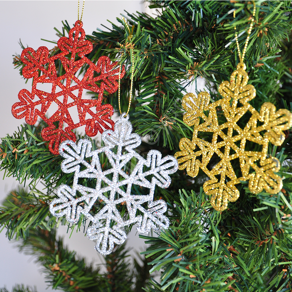 Toptan Yılbaşı Ağaç Süsü Simli 3lü Kar Kristalleri