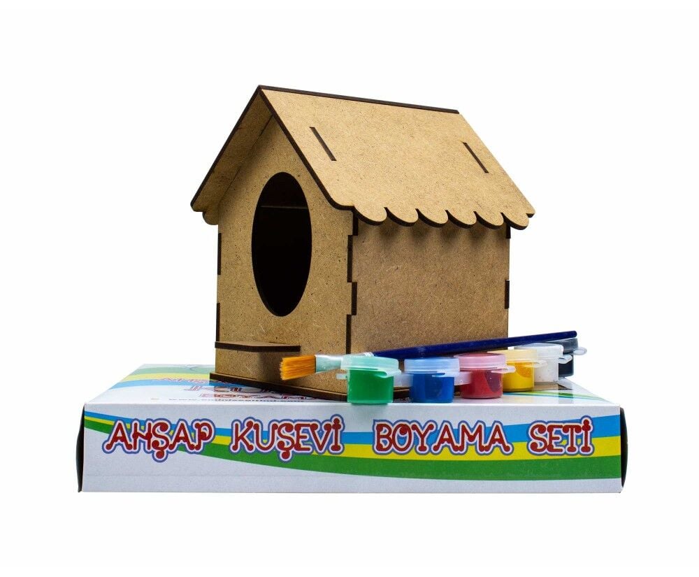 Toptan Boyama Ahşap Kuş Ev Seti