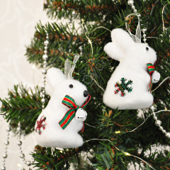 Toptan Yılbaşı Ağaç Süsü Simli Tavşan 2li