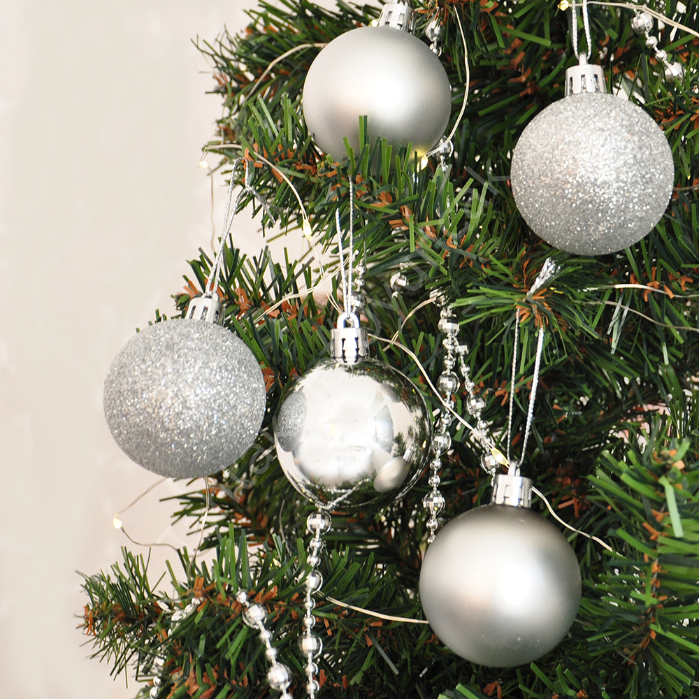 Toptan Yılbaşı Ağaç Süsü 5cm 10lu Gümüş
