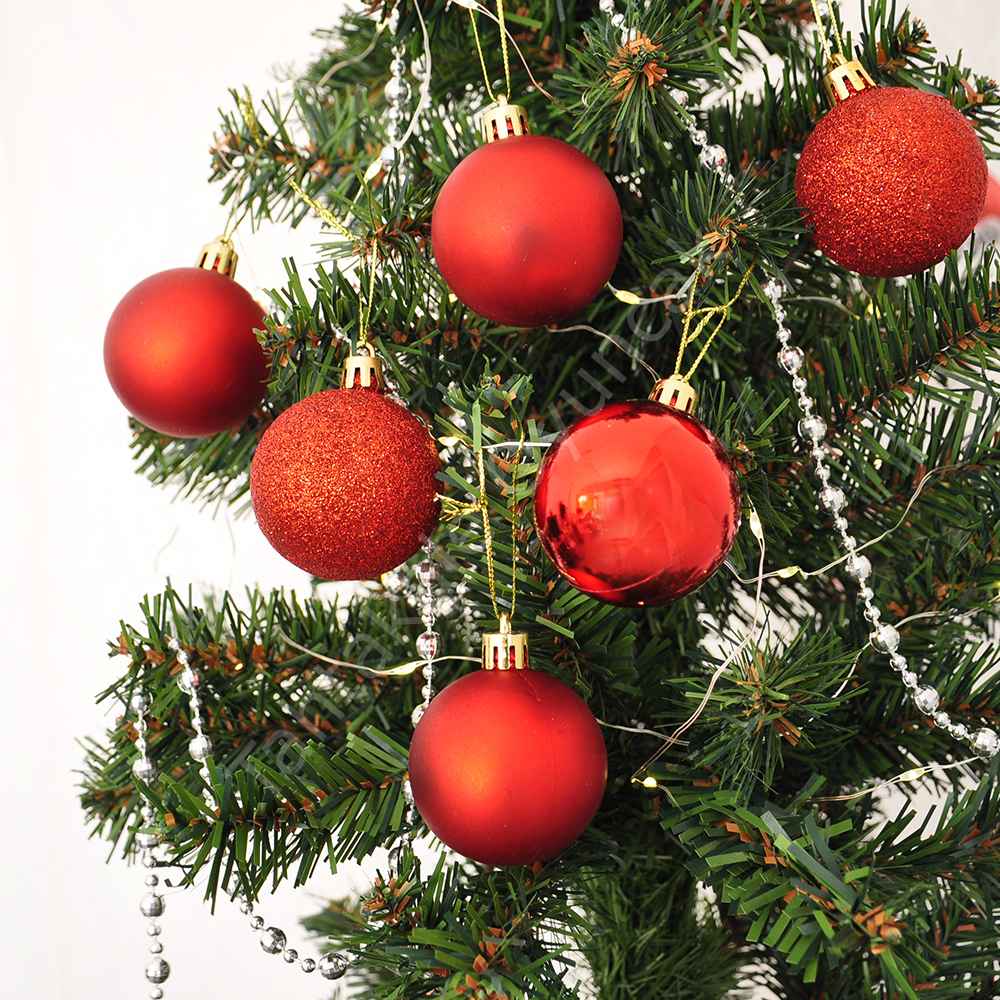 Toptan Yılbaşı Ağaç Süsü 5cm 10lu Kırmızı