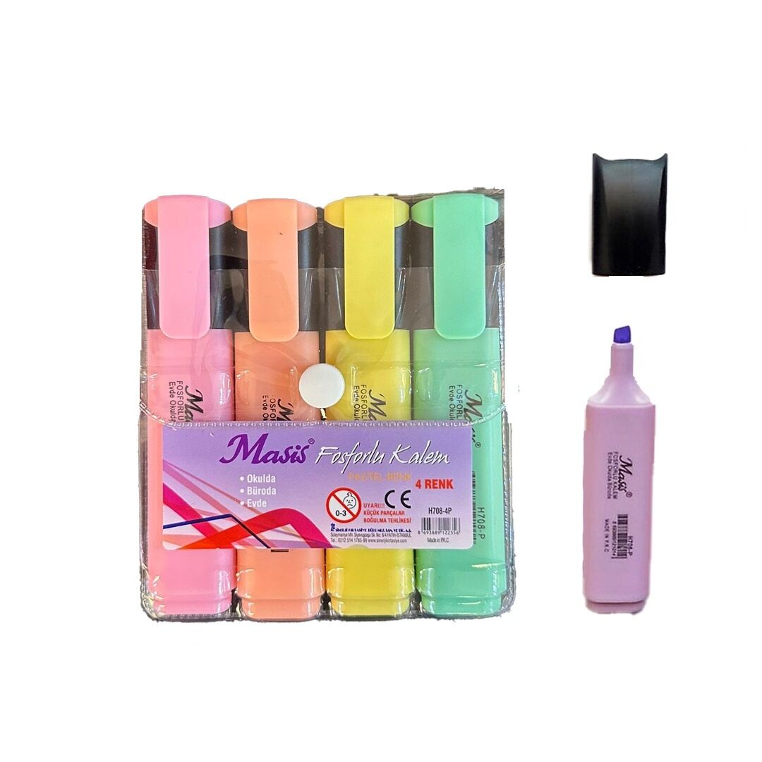 Toptan Masis 4 Renk Pastel Fosforlu Kalem
