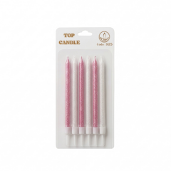 Toptan Simli Doğum Günü Mum Seti 15cm 6lı Pastel Pembe