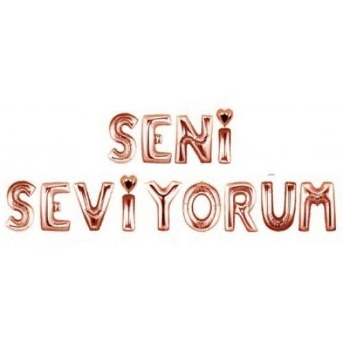 Toptan Folyo Balon Seni Seviyorum Rose Gold Model
