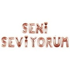 Toptan Folyo Balon Seni Seviyorum Rose Gold Model