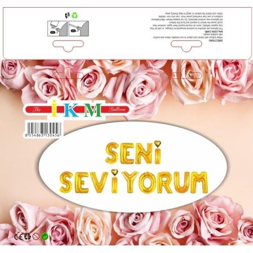 Toptan Folyo Balon Seni Seviyorum Seti Gold