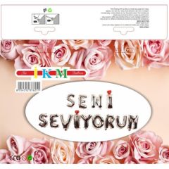 Toptan Folyo Balon Seni Seviyorum Seti Gümüş