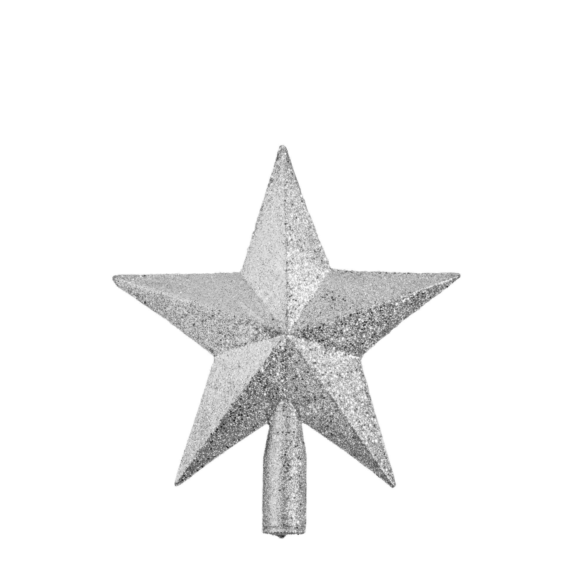 Toptan Çam Tepeliği Plastik Yıldız 15 Cm Gümüş