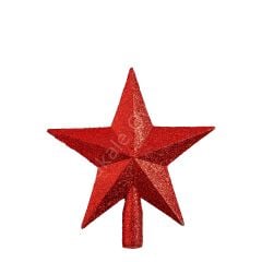 Toptan Çam Tepeliği Plastik Yıldız 15 Cm Kırmızı