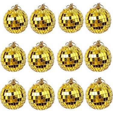 Toptan Disko Topu Ayna Altın 4 Cm 12li