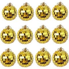 Toptan Disko Topu Ayna Altın 4 Cm 12li